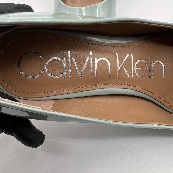 Calvin Klein Gayle Womens 7 Patent Leather Aqua Pointed Toe Dress Pump Timeless - Picture 15 of 16